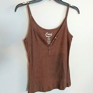 Coed Tops - 🌻Flirty Brown Tank with Bling🌻 Coed Tops - 🌻Flirty Brown Tank with Bling🌻